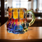 Guitar Painted Coffee Mug - Musical Art Design Cup, Creative Craftware Ornament, Hand Painted Guitar Pattern Drinkware for Music Lovers, Unique Gift, Home Decor Accent