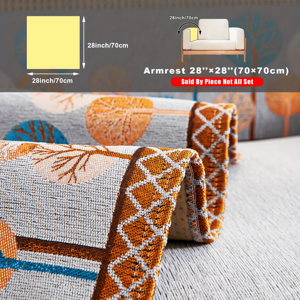 Bohemian Chenille Sofa Cover Tree Embroidery Print Thick Non-Slip Pet Friendly One-Piece Couch Protector Armchair Loveseat 3 4 Seater