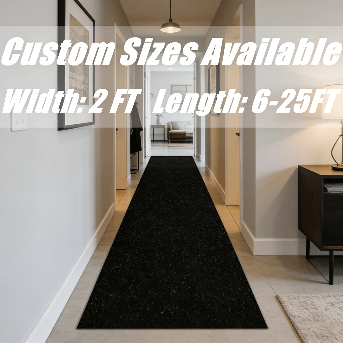 Runner Rug for Hallway Entryway Kitchen – Indoor Outdoor Non-Slip Rubber Backing, 200+ Custom Sizes, 8 Colors, Stain Resistant Low Pile Carpet Runner