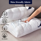 Luxury Hotel-Quality Bed Pillows Queen King Size, Hypoallergenic Plush Fill Cooling Pillow for Side Back Sleepers, Machine Washable All-Season Sleep Pillow 1 or 2 Pack