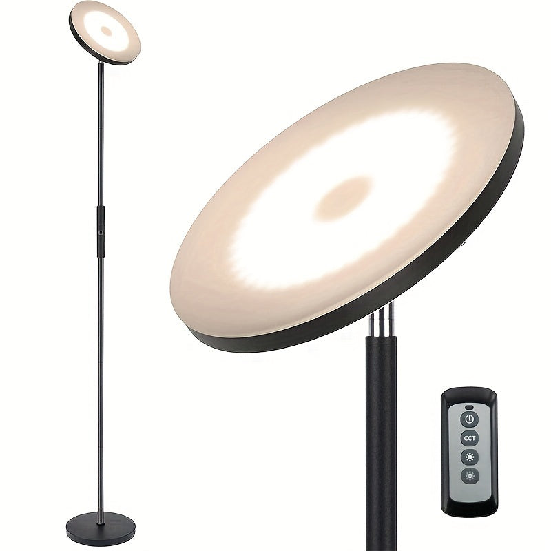 30W LED Torchiere Floor Lamp with Remote & Touch Control - 2400LM 3 Color Temperatures Modern Standing Pole Uplight for Living Room Bedroom Office, Black