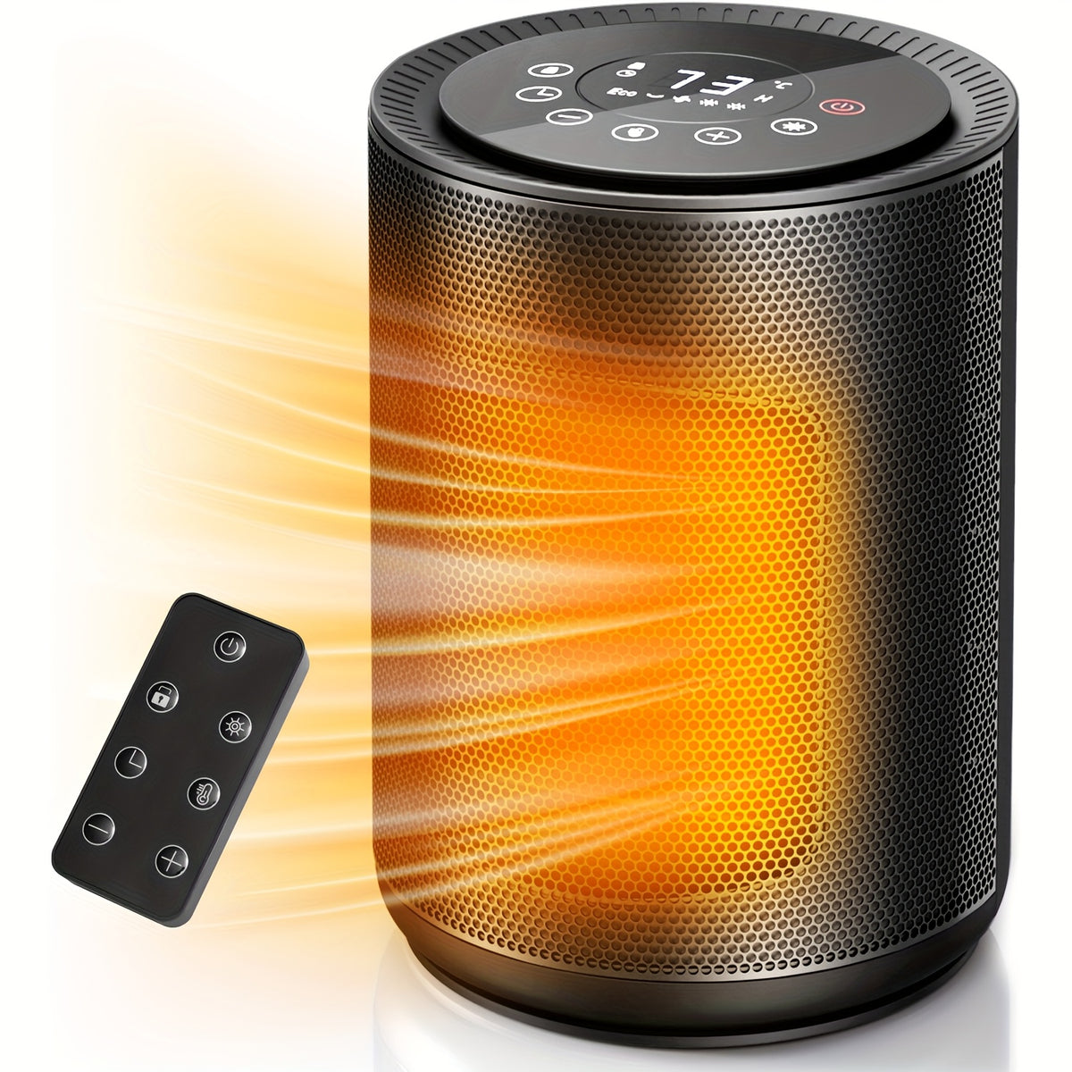 Space Heater Portable Ceramic Indoor with Thermostat 24H Timer 2-Second Fast Heat LED Display Rotary Switch HD 15-Inch Options Heating Fan Mode Home Office Dorm Room Small Heater
