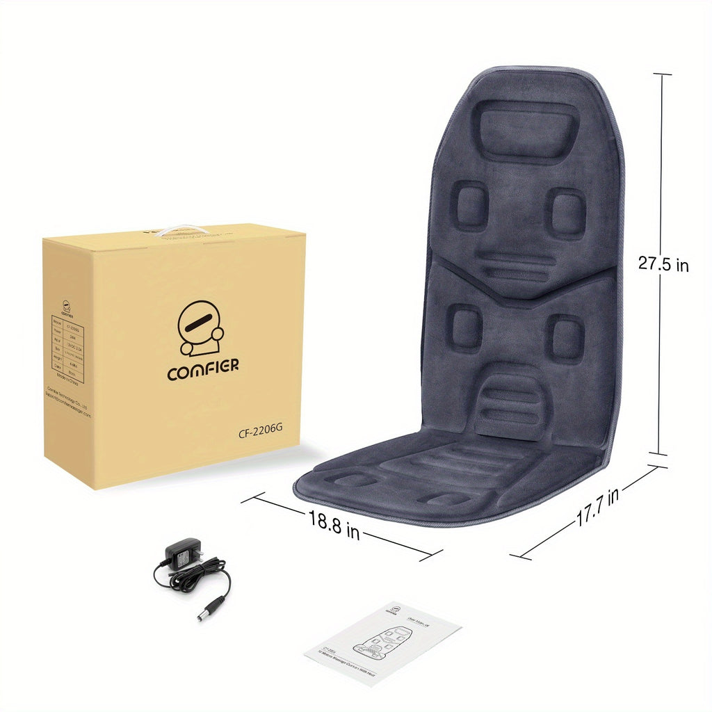 Heated Massage Seat Cushion with 10 Vibration Motors – 5 Modes 3 Intensity Levels Back & Seat Warmer Pad for Recliner Office Chair, 30-Min Auto Shut-Off, Father's Day Mother's Day Gift