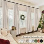 100% Blackout Faux Linen Curtains 4 Panels - Thermal Insulated Drapes with Clip Rings or Rod Pocket, Extra Wide 50" Panels for Bedroom Living Room, 10 Colors 4 Lengths