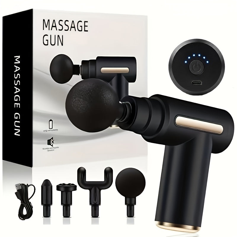 Digital LCD Display Fascia Gun – 6-Speed Silent Electric Percussion Massage Gun with 4 Interchangeable Heads, Long Battery Life, Portable for Sports Fitness Recovery, 4 Colors