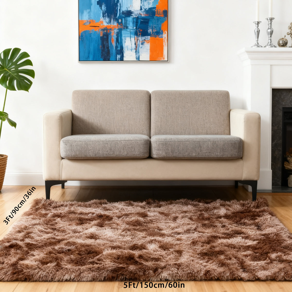 Tie-Dye Plush Shag Rug Non-Slip Machine Washable Furry Floor Carpet for Living Room Bedroom Office Multiple Sizes Tie-Dye Pink Tie-Dye Coffee