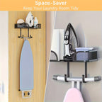 Wall-Mounted Iron & Steamer Storage Rack – Heat-Resistant Anti-Scald Ironing Board Holder, Space-Saving Vertical or Horizontal Door & Wall Mount for Home, Apartment & Laundry Room | Black
