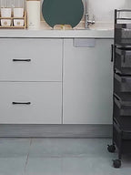 5-Tier Rotating Kitchen Storage Basket on Wheels Metal Fruit Vegetable Rack Rolling Floor Standing Trolley for Kitchen Bathroom Square Black White