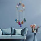 Crystal Dream Catcher Wind Chime Wall Art Handmade Rainbow Beads Tree Motif Boho Wall Hanging for Living Room Bedroom Wedding Christmas Gift