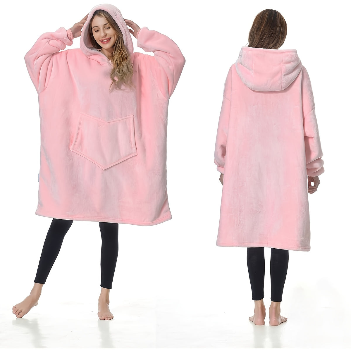 Extra Large Wearable Hooded Blanket with Kangaroo Pocket – Super Soft Double-Sided Suede Oversized Hood Blanket, Machine Washable, Christmas Gift for Adults