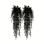 Black Artificial Hanging Flowers & Greenery Vines UV Resistant 2 or 4pcs – Indoor Outdoor Faux Floral Garland for Halloween, Fall Celebrations, Weddings & Home Seasonal Decorations