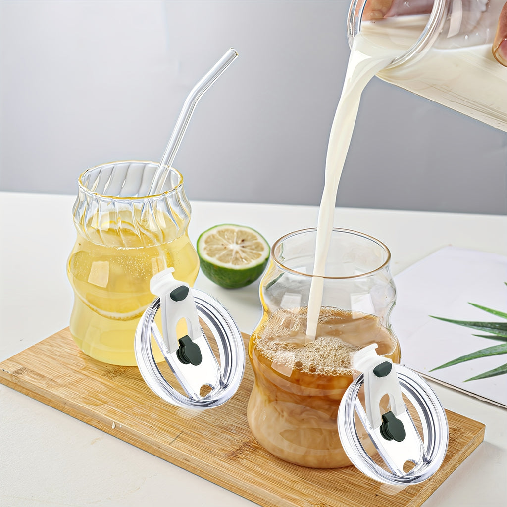Cloud Design Borosilicate Glass Cups with Straws 18oz Set of 4 | U-Shaped Insulated BPA-Free Cold Drink Cups