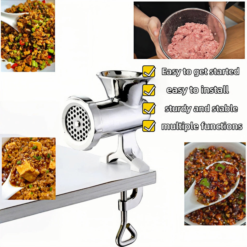Manual Meat Grinder with Table Clamp – Heavy-Duty Stainless Steel Hand Crank Food Processor for Grinding Meat, Vegetables & Spices – No Electricity Required, Easy to Clean Kitchen Tool