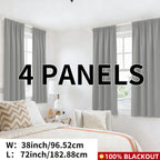 Blackout Curtains Rod Pocket 4-Panel Solid Color Lightweight Matte Drapes | 100% Light Blocking Window Curtains for Bedroom Living Room, 9 Colors 5 Sizes