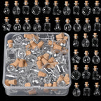 Assorted Mini Glass Bottles with Cork Stopper 40pcs, Mixed Shape Clear Small Drift Wishing Bottles, Bead Containers for DIY Crafts, Necklace Making, Wedding Party Favors, Christmas & Holiday Decor