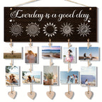 Wooden Hanging Photo Frame "I Love You to the Moon and Back" with 20 Clips, 6 Hemp Ropes & 5 Heart Tags – Romantic Wall Decor Picture Holder Gift for Couples, Anniversary, Wedding, Valentine’s Day & Christmas