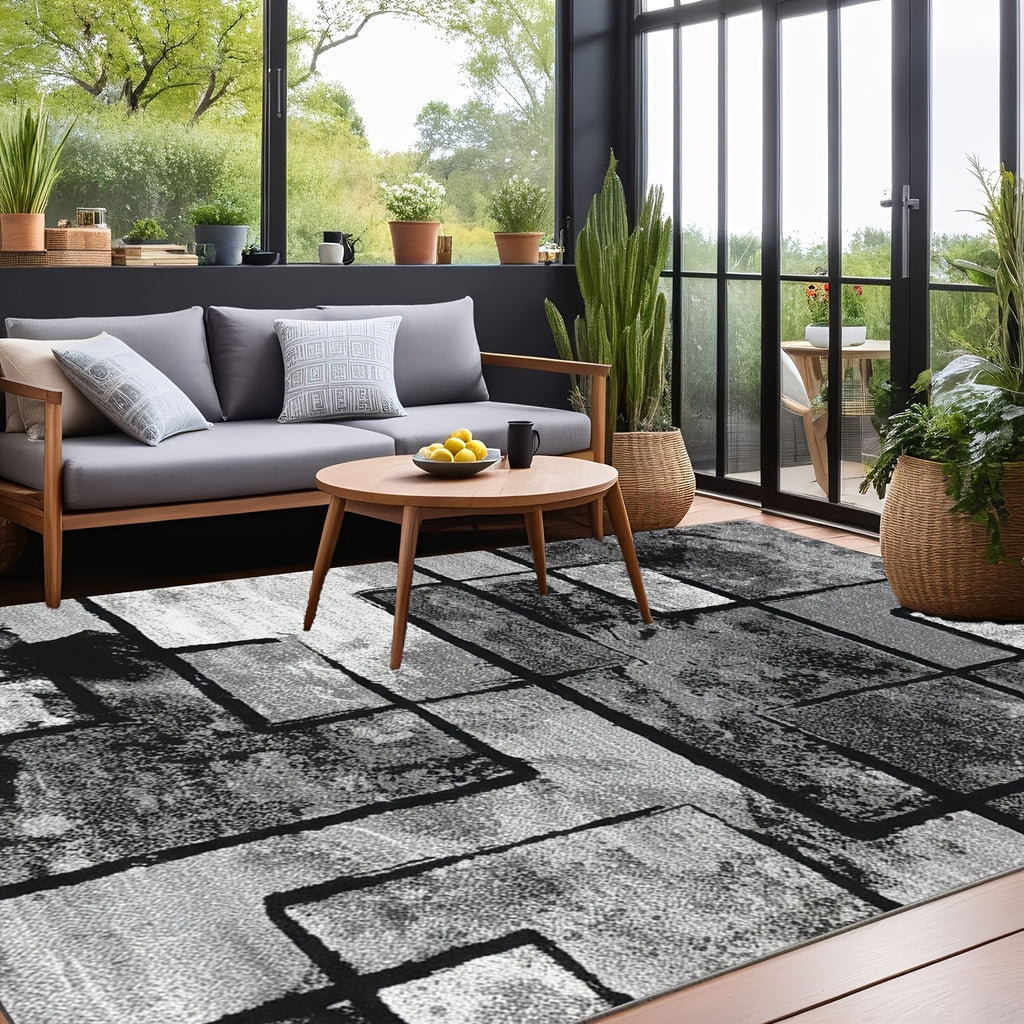 Luxury Velvet Area Rug Non-Slip Machine Washable, Geometric Print Fluffy Polyester Carpet for Living Room Bedroom Kitchen, 7 Sizes Available