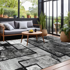 Luxury Velvet Area Rug Non-Slip Machine Washable, Geometric Print Fluffy Polyester Carpet for Living Room Bedroom Kitchen, 7 Sizes Available