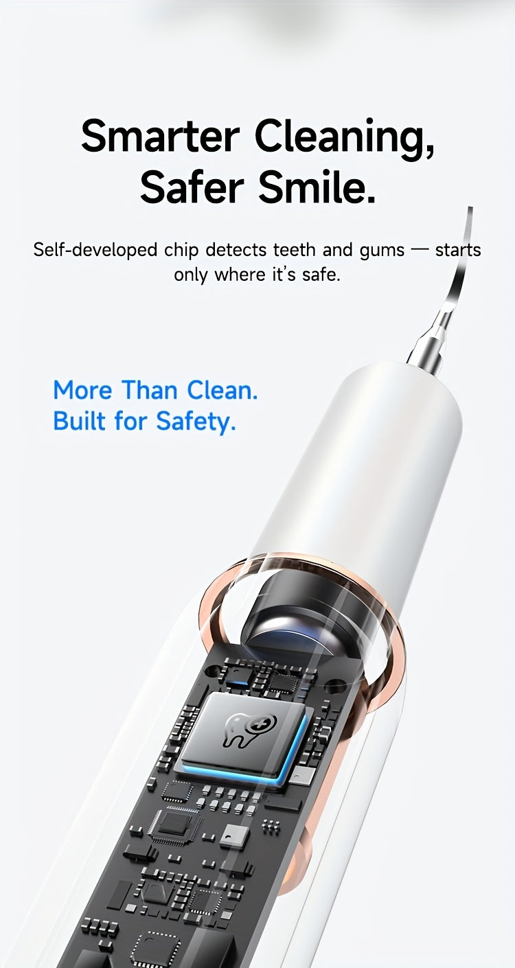 Rechargeable Electric Tooth Cleaner – 5-Speed Dental Plaque Remover with LED Light, USB Charging, Mirror & 2 Replaceable Brush Heads, Teeth Gap Cleaning Tool