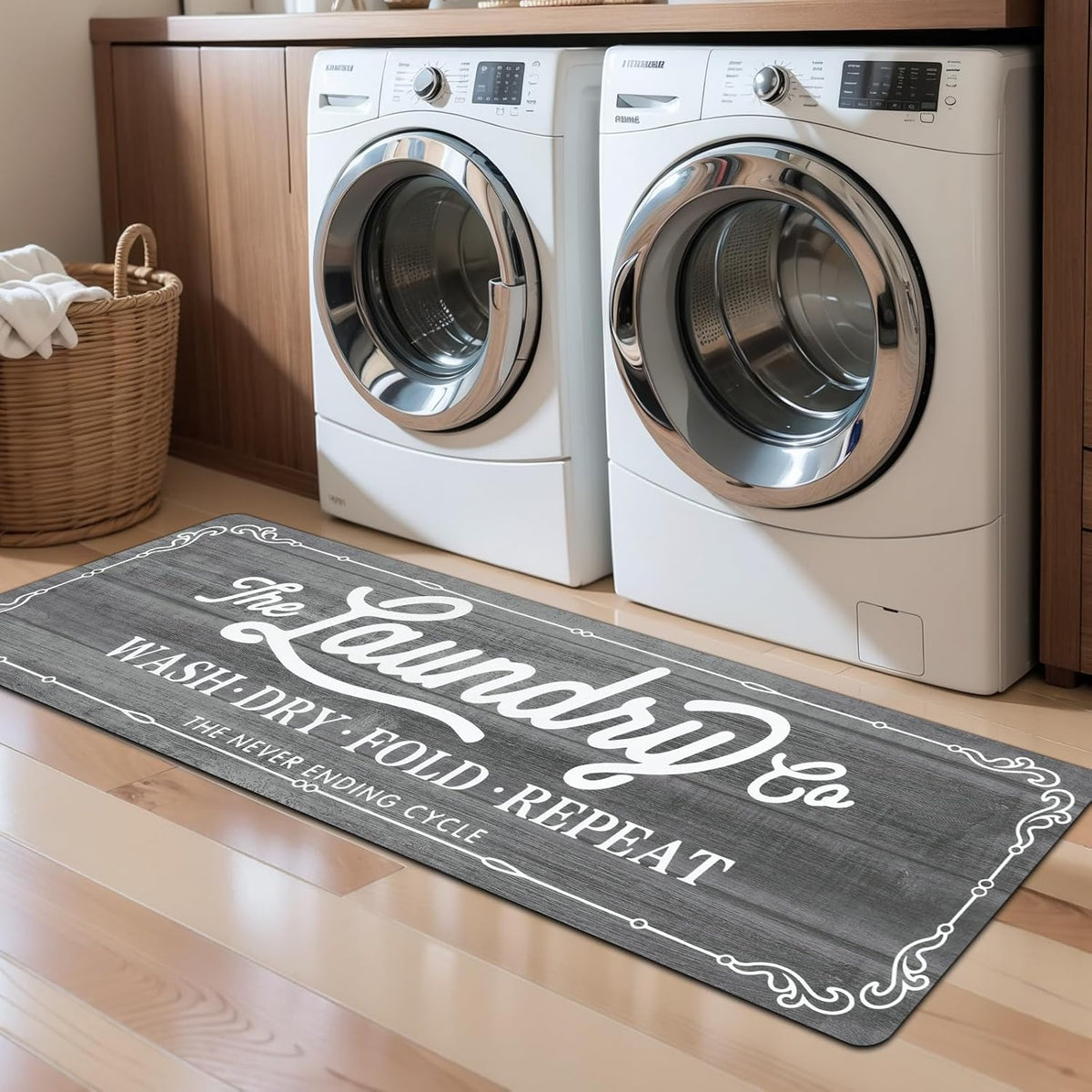 Non-Slip Washable Laundry Room Rug Runner – Rubber Backed Kitchen Mat for Farmhouse, Mudroom, Washroom & Bathroom Decor – Durable Floor Mat Runner