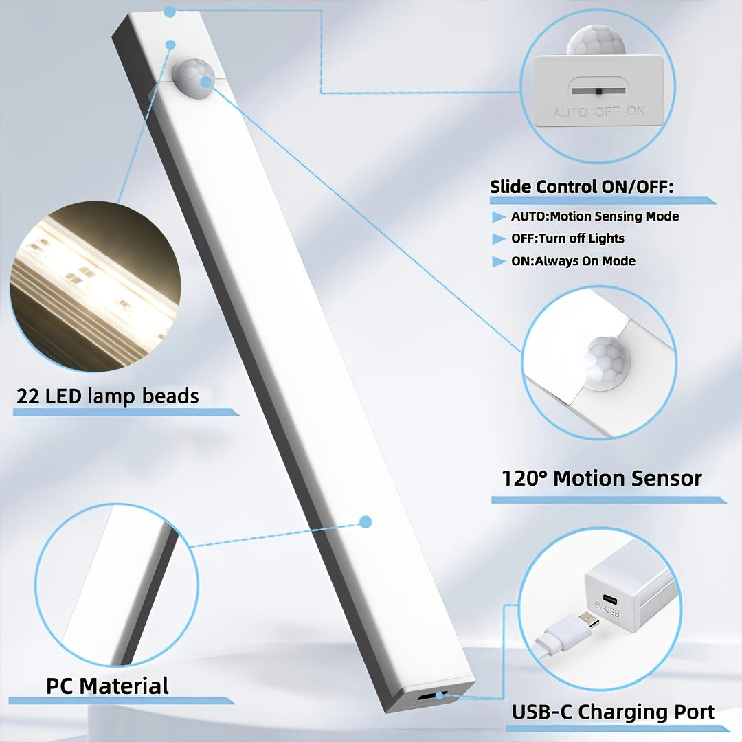 6-Pack Smart LED Motion Sensor Cabinet Light – USB Rechargeable, 3 Modes, Night Light for Bedroom, Stairs, Kitchen & Closet