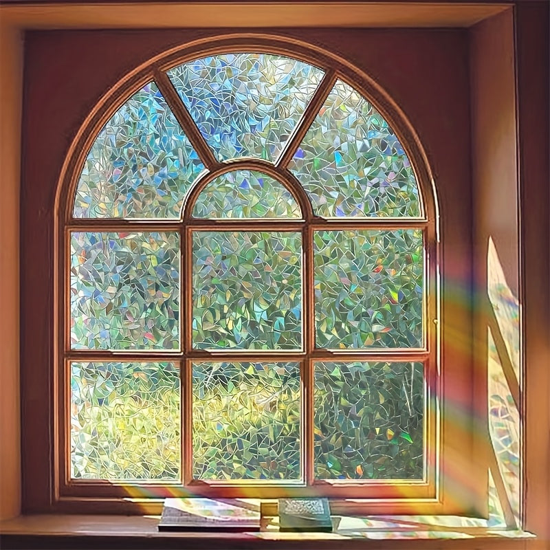 Rainbow Privacy Window Film Static Cling No Glue - Decorative UV Blocking Sun Film, 60% Privacy, Rainbow Light Effect for Home Bathroom Office, 7 Sizes