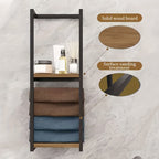 Double Layer Wall Mounted Towel Rack – French Countryside Style Iron Bathroom Storage Rack for Towels & Toiletries, Sturdy Walnut Black Metal Organizer, 1 or 2 Piece Set