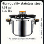 Stainless Steel Pressure Cooker Fast Cooking with One-Touch Locking Lid, Safety Valve & Pressure Gauge – Induction & Gas Compatible for Indoor Outdoor Use