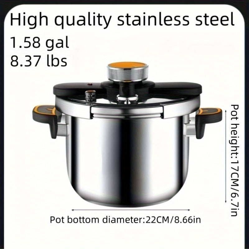 Stainless Steel Pressure Cooker Fast Cooking with One-Touch Locking Lid, Safety Valve & Pressure Gauge – Induction & Gas Compatible for Indoor Outdoor Use