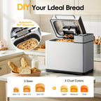 Bread Maker Machine 19-in-1 with Auto Nut & Fruit Dispenser, Ceramic Non-Stick Pan, Clear Viewing Window, 15-Hour Timer – Up to 2 LB Loaf