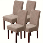 Stretch Jacquard Dining Chair Covers 4/6 Pack – Polar Fleece Slipcovers with Elastic Band, Removable Washable Chair Protector for Dining Room Kitchen Hotel Restaurant Home Decor