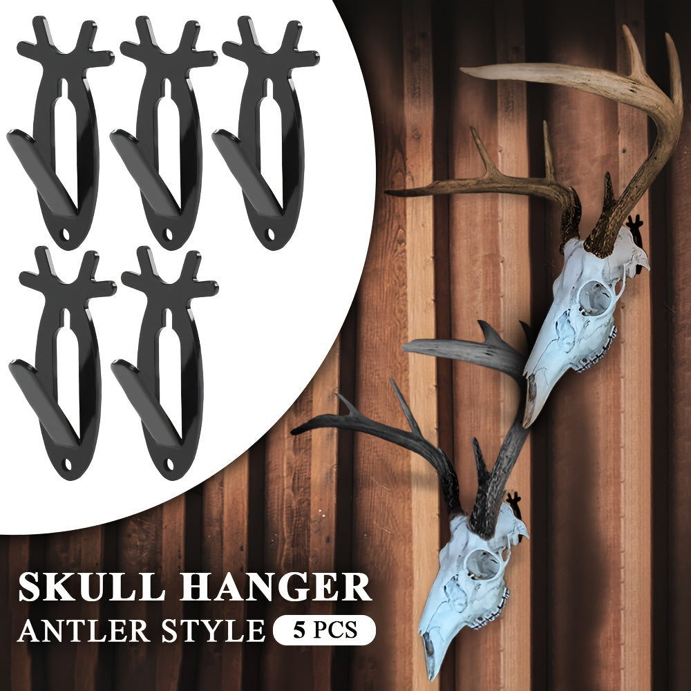 Deer Head Wall Hooks Set of 5 - Retro Antler-Style Heavy-Duty Metal Decorative Hooks for Coats, Hats & Towels, Holds 20 lbs, Easy Install, Hardware Included - Bathroom, Bedroom & Entryway Decor