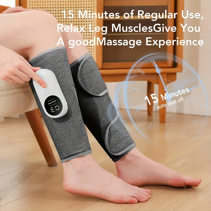 Cordless Air Compression Leg Massager Circular Calf Press 3 Intensities for Feet Legs Thighs Knees Easy to Use Gray Gift for Mom Dad