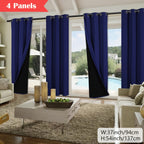100% Blackout Curtains 4-Panel – Coated Lining Grommet Top for Total Darkness, Privacy Drapes for Bedroom Living Room Kitchen Bathroom, 8 Colors 9 Sizes