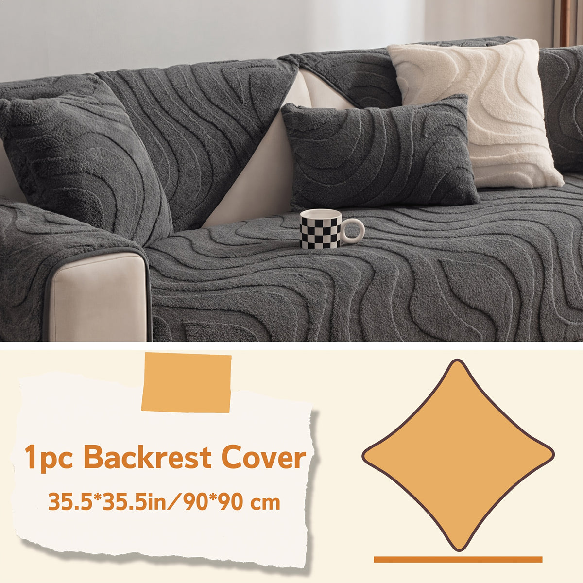 Velvet Sofa Cover Non-Slip Washable Plush Couch Slipcover Pet Friendly Thick Padded Furniture Protector 1 2 3 4 5 Seat Living Room Bedroom