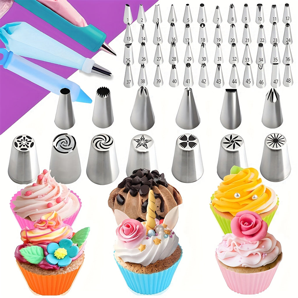 492-Piece Pro Cake Decorating Set - Complete Baking Kit with Cake Turntable, 58 Piping Tips, Reusable Piping Bags, Spatulas, Molds & More - Professional Quality for Home Bakers & Decorators