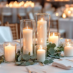 Glass Cylinder Vases Set 15/20/25/30pcs 5 Sizes – Transparent Hurricane Flower Vases for Wedding, Home, Party & Office Decor