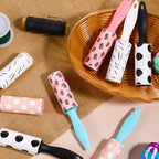 Mini Lint Rollers 60pcs Bulk Pet Hair Remover Portable Travel Size Sticky Roller for Clothes Furniture Car Seats 4 Colors 4 Patterns Polka Dots Stripes Paw Prints
