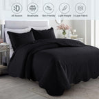 Microfiber Quilt Bedspread Set All Season Lightweight – Soft Breathable Quilted Coverlet Twin Full Queen King 16 Colors Machine Washable