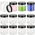 Clear Plastic Jars with Black Lids 4oz 12-Pack Leakproof Storage Containers - Food Grade PET for Spice Honey Peanut Butter Candy Cookie Slime Travel - Kitchen Pantry & Craft Organizer