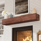 Wood Fireplace Mantel Floating Shelf – Heavy Duty Invisible Bracket | Wall Mounted Mantel for Over Fireplace | 5 Colors, 2 Lengths