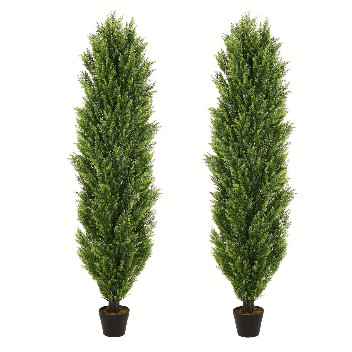 Artificial Cedar Topiary Trees 2-Pack - UV-Resistant Faux Greenery for Outdoor & Indoor, Modern Faux Topiary for Patio, Garden, Entryway & Office Decor