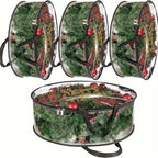 Transparent Wreath Storage Bags Heavy Duty PVC – 24 & 30 Inch Christmas Garland Protector Bags with Handles, 2 or 4 Pack, Seasonal Holiday Wreath Organizer