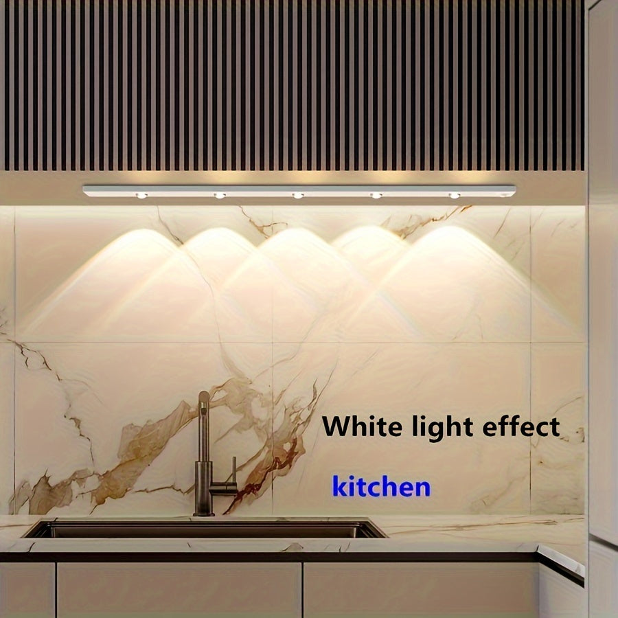 LED Motion Sensor Light Strip USB Rechargeable – Under Cabinet Wardrobe Night Light, 3 Color Modes, Self-Adhesive Magnetic Mount for Kitchen, Bedroom & Shoe Cabinet | 20/30/40cm