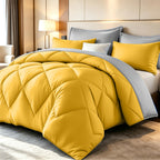 Diamond Pattern Quilt Set 2/3 Piece – Solid Color Lightweight Breathable Ultra-Fine Fiber Comforter with Pillowcases, Soft Easy Care Bedding for Bedroom & Guest Room