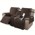 Recliner Loveseat Cover with Console 4-Piece Chenille Quilted Waterproof Slipcover | Non-Slip Pet Scratch Resistant Sofa Protector with Cup Holder Pocket, 9 Colors