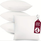 Pillow Inserts 4 Pack – Soft Durable Square Throw Pillow Cores for Living Room Bedroom Garden Outdoor Patio Car Cushions, Christmas & Mother's Day Gift