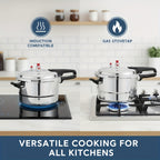 Stovetop Pressure Cooker Aluminum 4.5 6 8 Quart with Safety Release Valve Multiple Protections for Family Meals Canning & Catering Multi-Stovetop Compatible