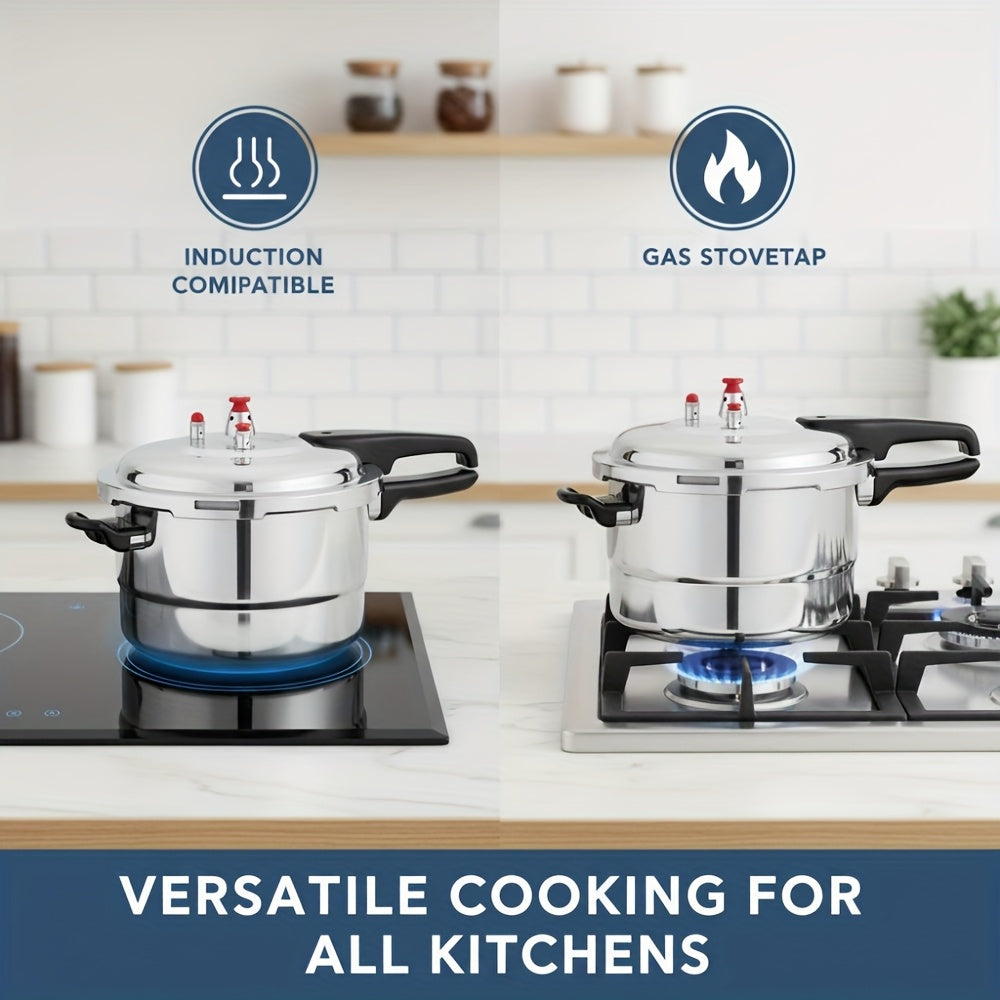 Stovetop Pressure Cooker Aluminum 4.5 6 8 Quart with Safety Release Valve Multiple Protections for Family Meals Canning & Catering Multi-Stovetop Compatible