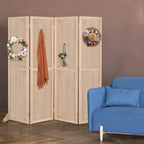 5 FT Freestanding Pegboard Room Divider | Wood Folding Privacy Screen & Display Board Organizer with Support Feet – White, Black, Natural, Grey | Craft Shows, Retail & Home
